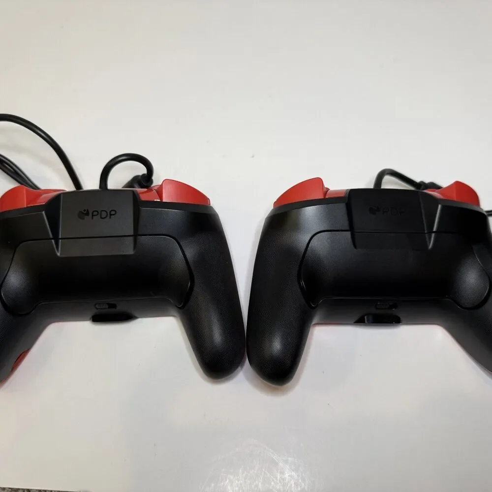 Lot of 2 PDP Gaming Faceoff Deluxe+ Wired Switch Pro Controller - Red/Blue Mario